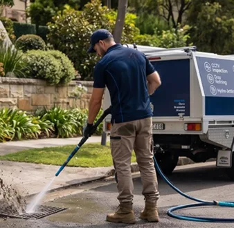 Cutting tree roots out of a Surry Hills drain